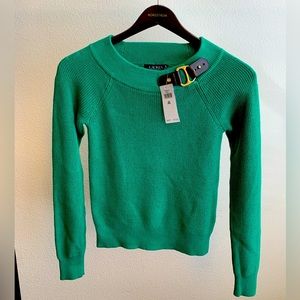 *NEW* Lauren Ralph Lauren Cotton Ballet-Neck Sweater XS (Color: Emerald)